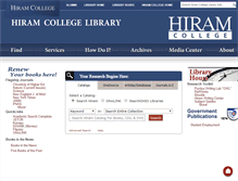 Tablet Screenshot of library.hiram.edu